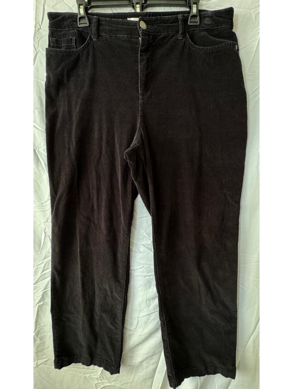 Croft & Barrow Pants 14 Short Black Corduroy Stretch 5 Pocket